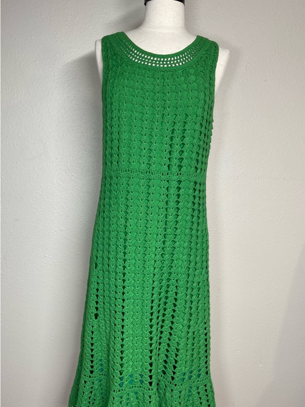 INC Green Crochet Sleeveless Midi Dress - Brand Unknown